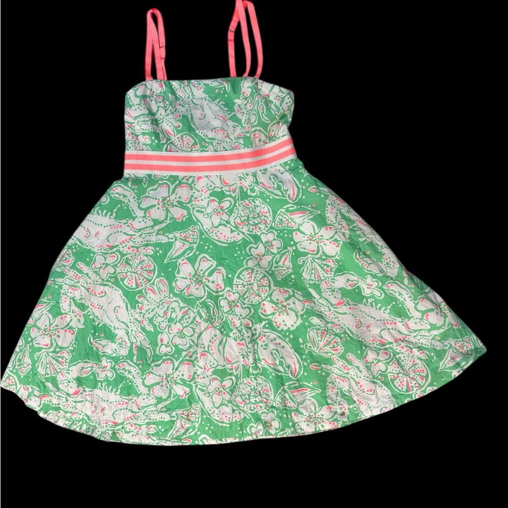 Lilly Pulitzer Green and Pink Crab Seashells Dress